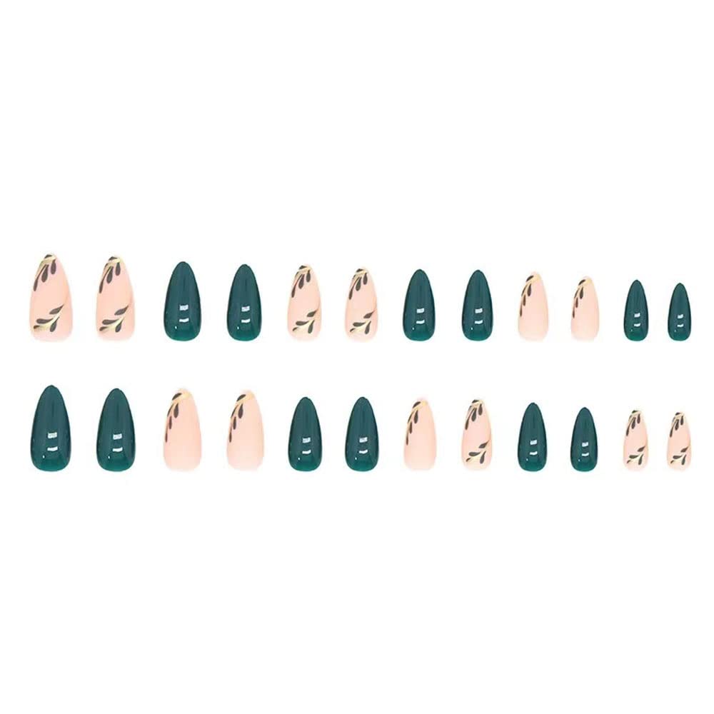 Medium Almond French Tip Press-On Nails with Designs, 24 pcs - photo 5