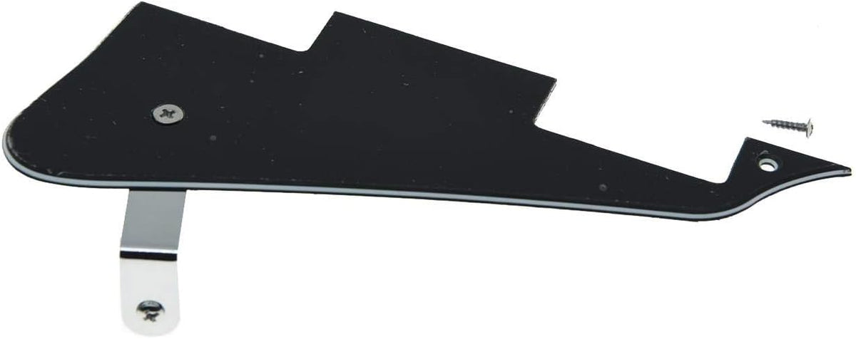 Black 3-Ply LP-Style Guitar Pickguard with Chrome Bracket - photo 3