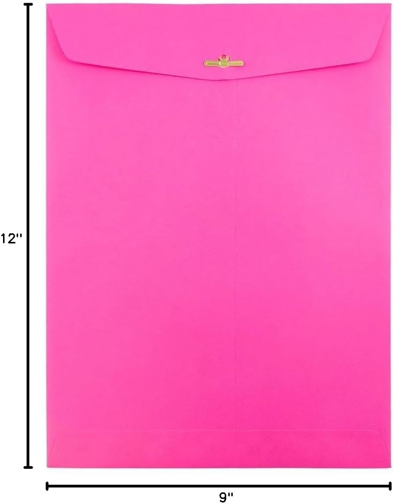 Ultra Fuchsia Hot Pink 9 x 12 Clasp Envelopes, 25/Pack - photo 3