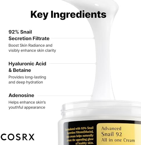 COSRX Snail Mucin 92% Face Moisturizer, 3.52 oz — K-Beauty Gel Cream