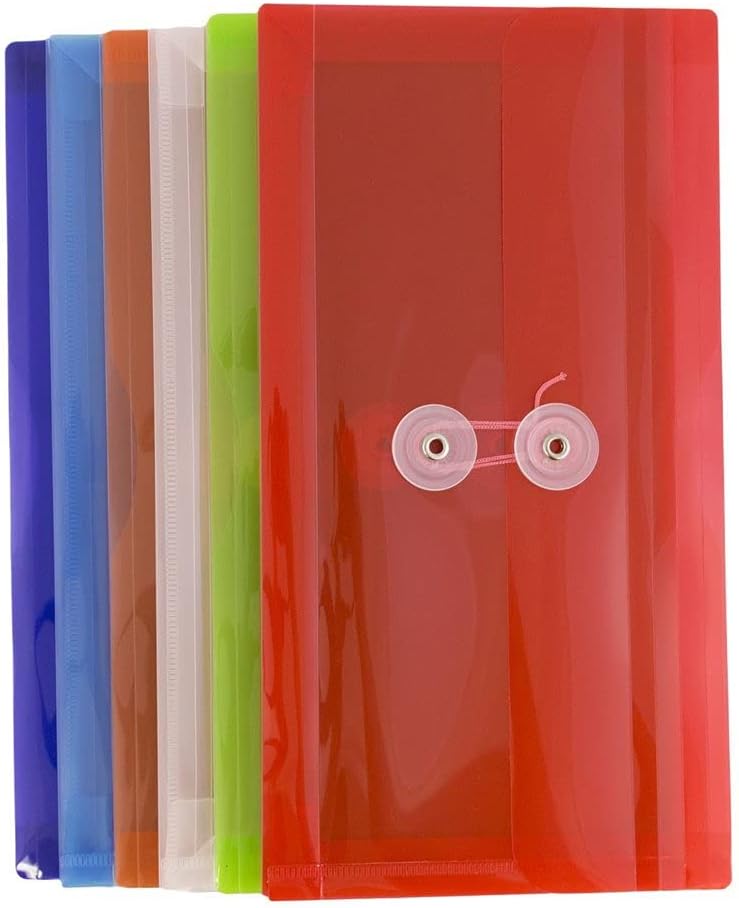 Plastic Filing Envelopes with Button & String Tie Closure - #10 Business Booklet - 5 1/4 x 10 - Assorted - photo 5