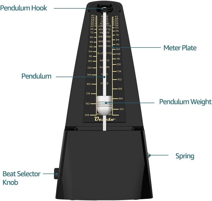 Mechanical Metronome Black/Loud Sound Piano Drum Violin Guitar - photo 5