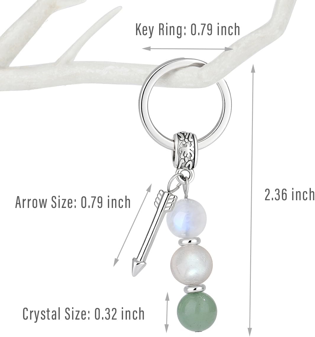 New Beginnings Keychain - Moonstone & Labradorite Crystal Key Chain, Coworker Leaving Gifts for Women - photo 5