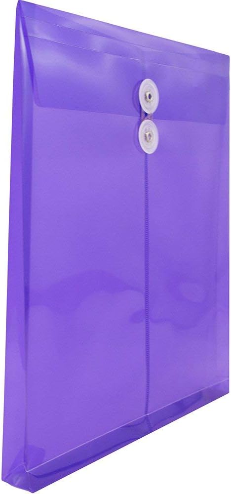 Plastic Filing Envelopes with Button & String Tie Closure, Letter Open End, Assorted Colors, 6 Pack - photo 5