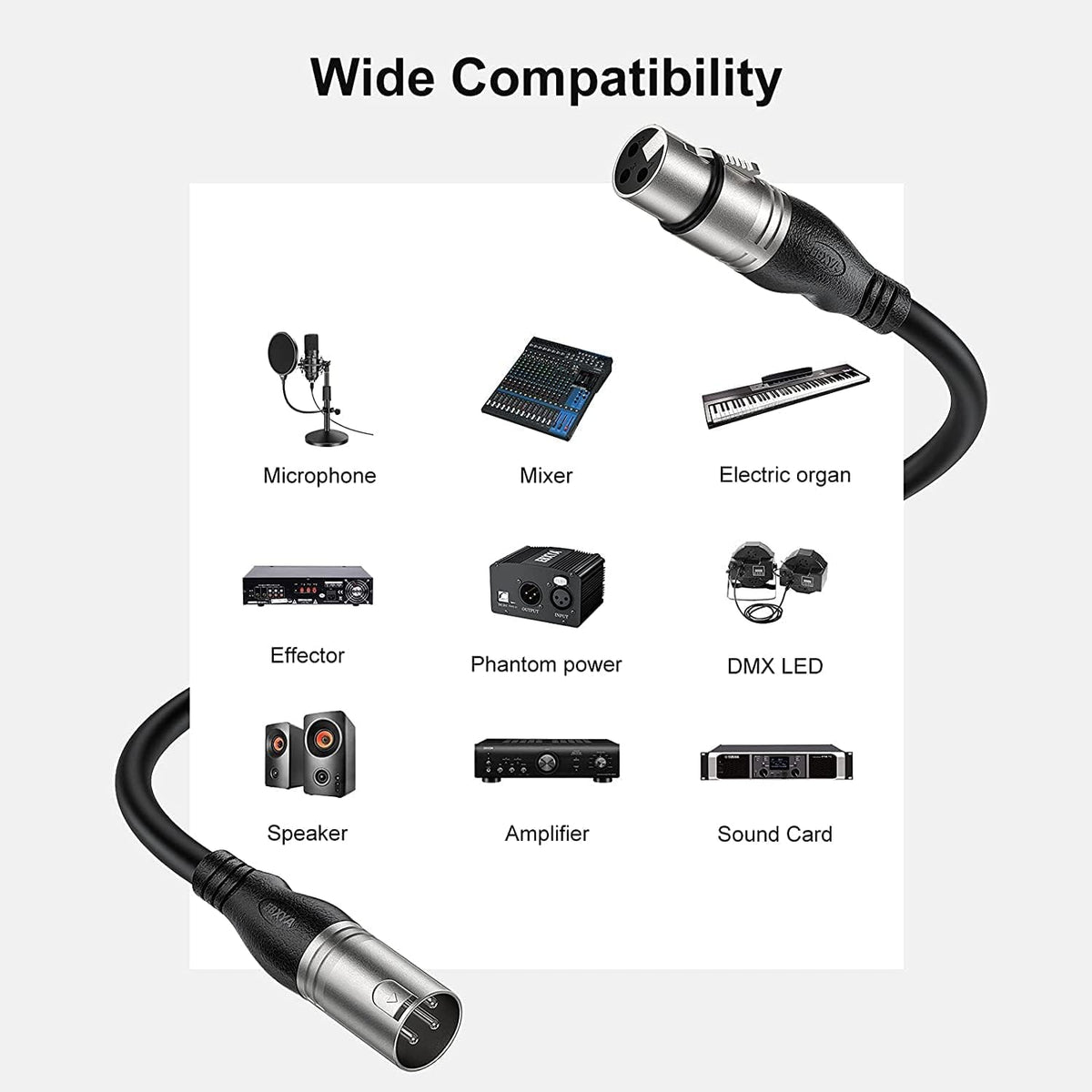 XLR Cable 50ft 2 Packs - Premium Balanced Microphone Cable with 3-Pin XLR Male to Female Mic Speaker - photo 5