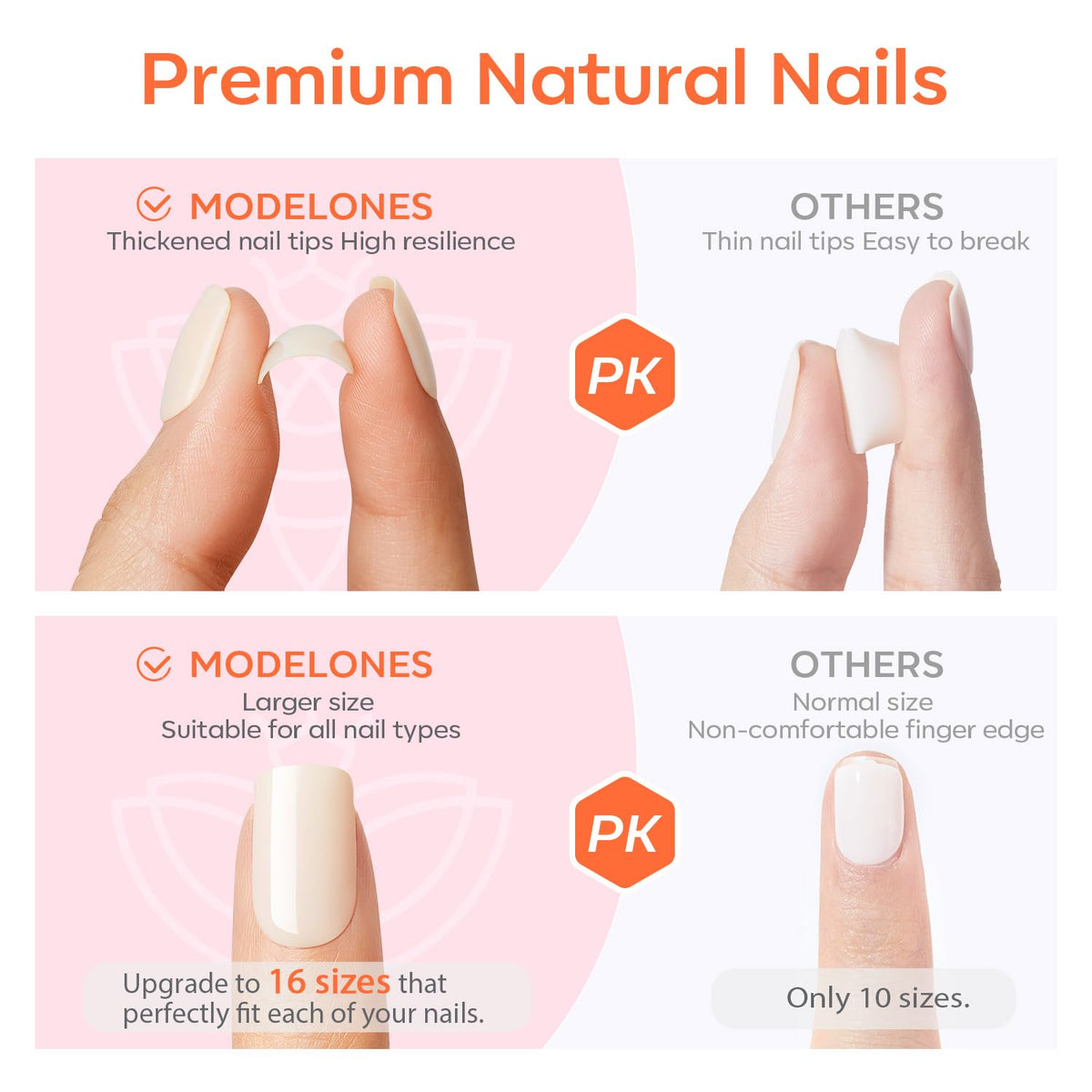 French Tip Short Oval Press-On Nails Set, Nude, 32 Pieces - photo 5