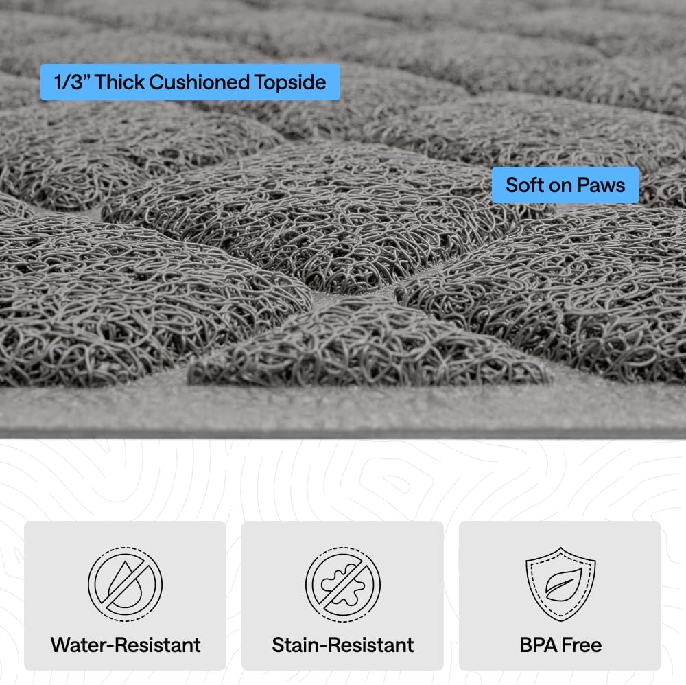Cat Litter Box Mat, Cushioned Coil Mesh, 24 x 17 in, Gray - photo 5