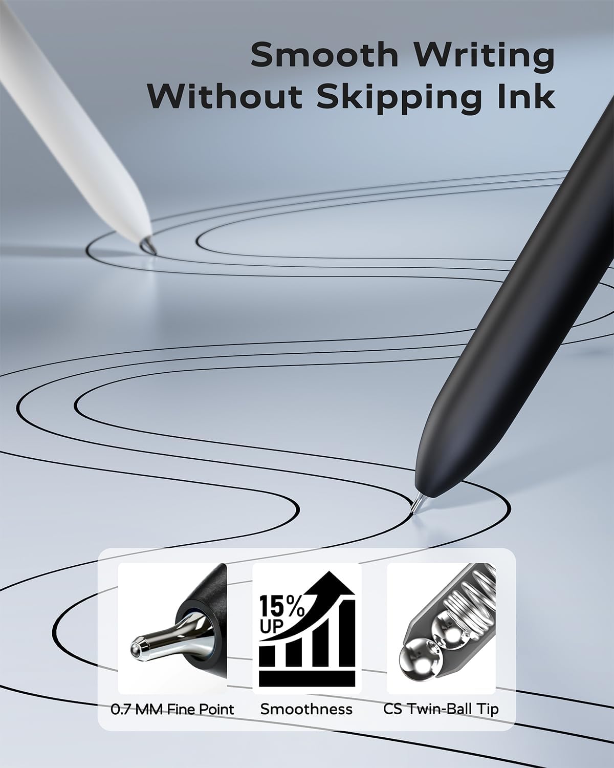 Black Gel Pens, 6Pcs Fine Point Smooth Writing Pens with 3 Extra Refills, Black Ink Pens for Journaling - photo 5