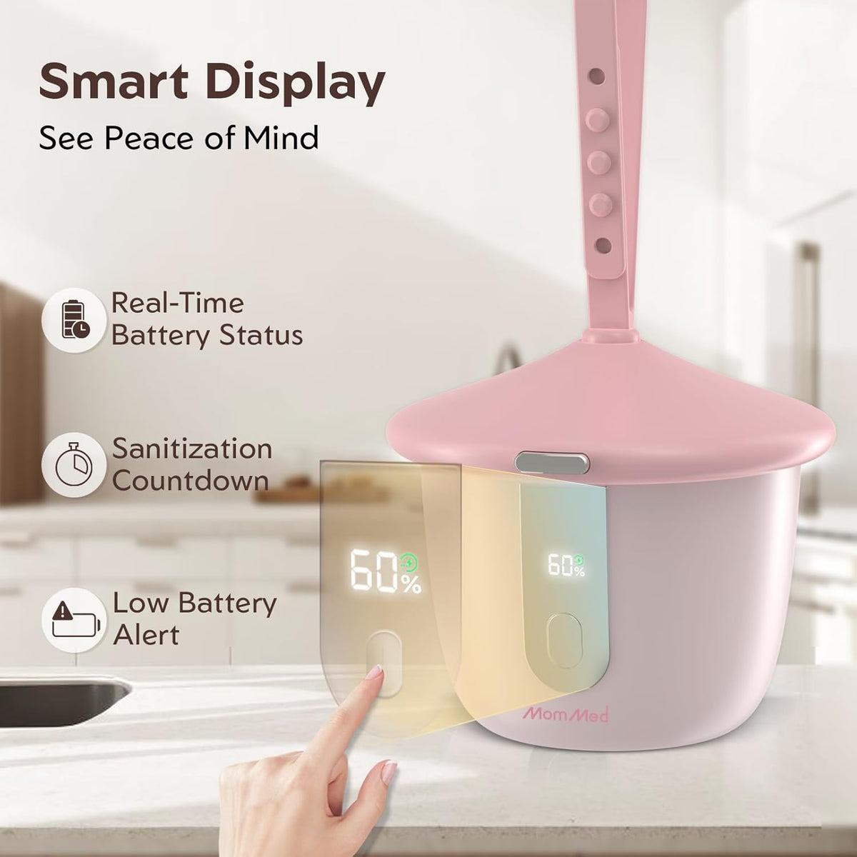 Portable Pink Pacifier Sanitizer with Smart Display - photo 5