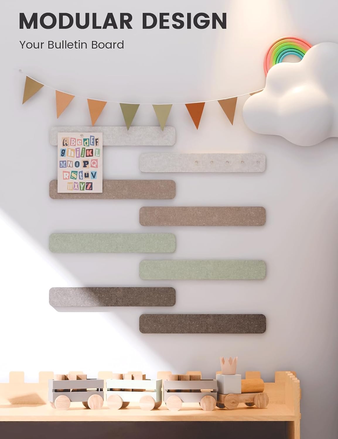 Cork Board Alternative Felt Strip Board 8-Pack, 13" x 2", Linen Dusk - photo 5