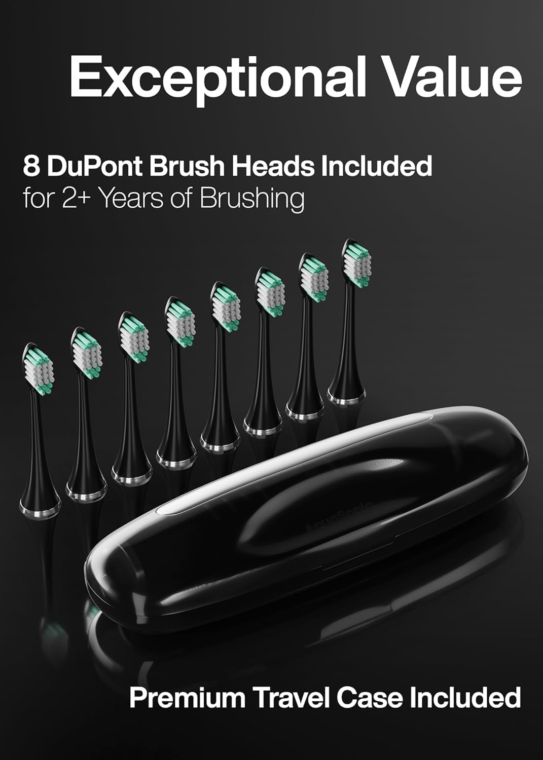 Black Series Ultra Whitening Electric Toothbrush with 8 Brush Heads and Travel Case - photo 5