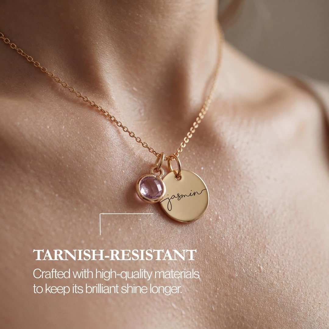 Personalized Name Necklace with Birthstone Gold Pendant - photo 5
