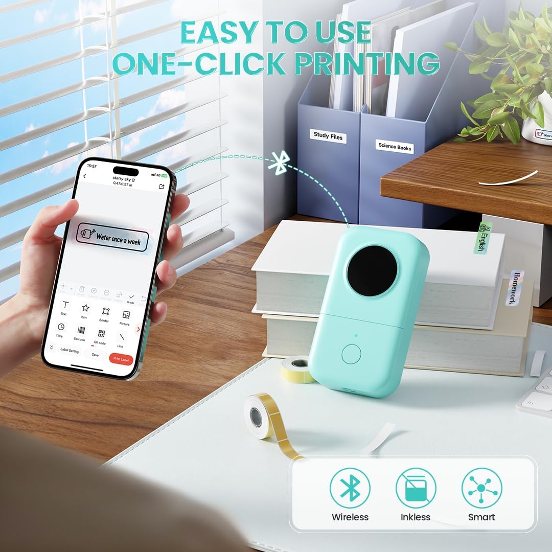 Label Maker, Portable Bluetooth Label Maker Machine with Tape, Small Mini Label Printer, Multiple - photo 5