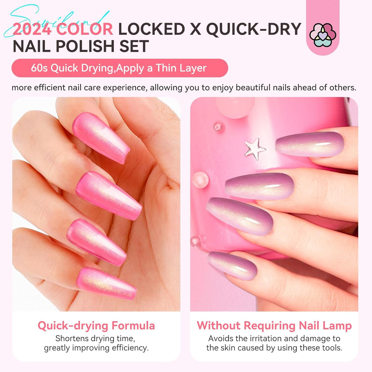 6pcs Ombre Nail Polish Sets: Charm Pink Blue Gold Purple Pearl Summer Fingernail Polish Colors Air Quick - photo 5