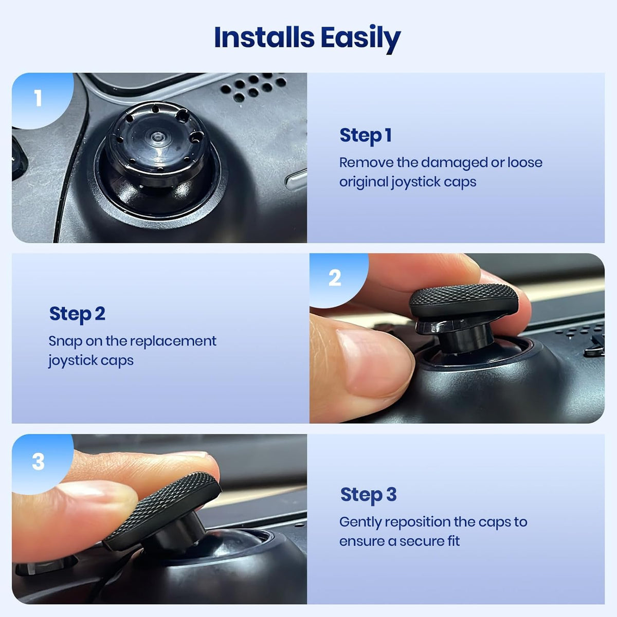 Joystick Replacement Grip Caps for PS4/PS5 Controller, PS5/PS4 Thumb Grips Caps, Anti-Stickiness - photo 5