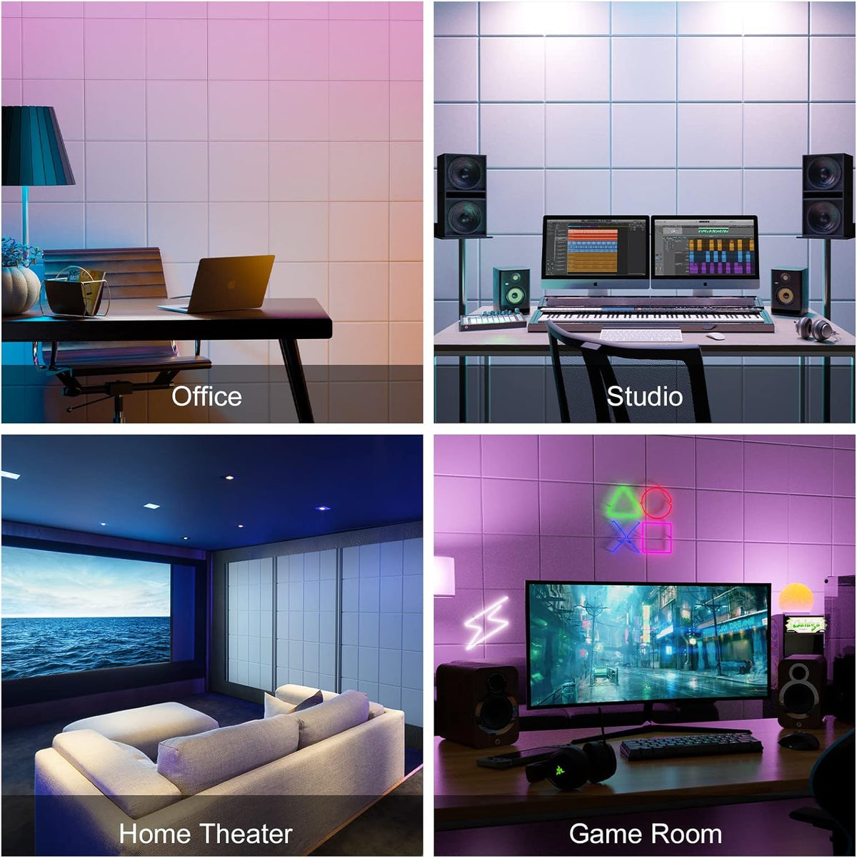 12 Pack Acoustic Wall Panels with Self-Adhesive, 12" X 12" X 0.4" Sound Proof Foam Panels, Decorative - photo 5