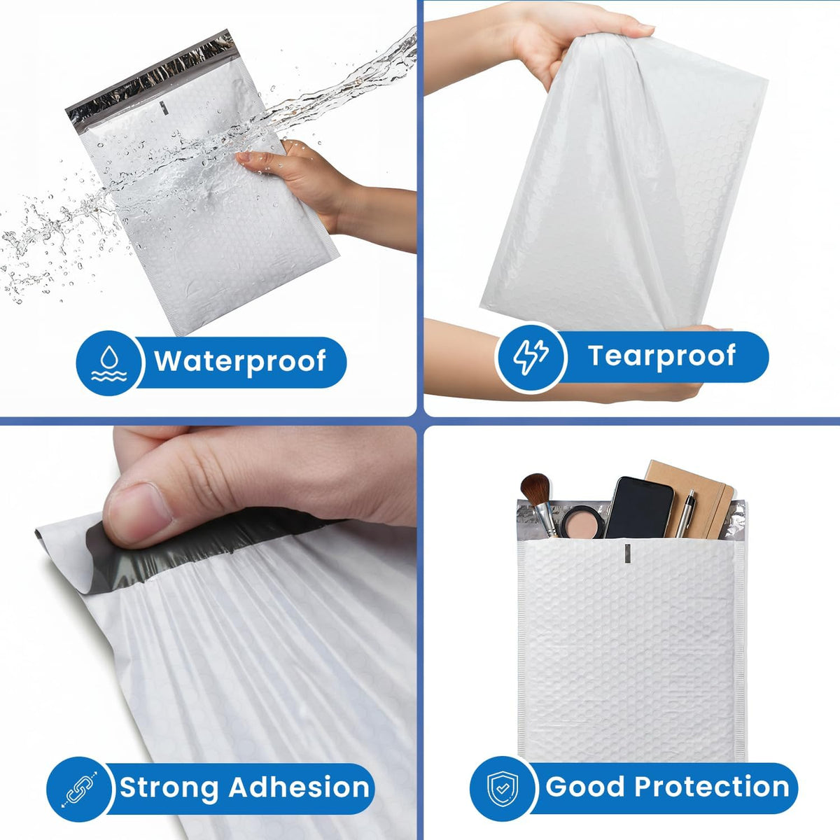 White Poly Bubble Mailers, 25 Pack, 9.5 x 14 Inch Usable Size, Self-Sealing - photo 5