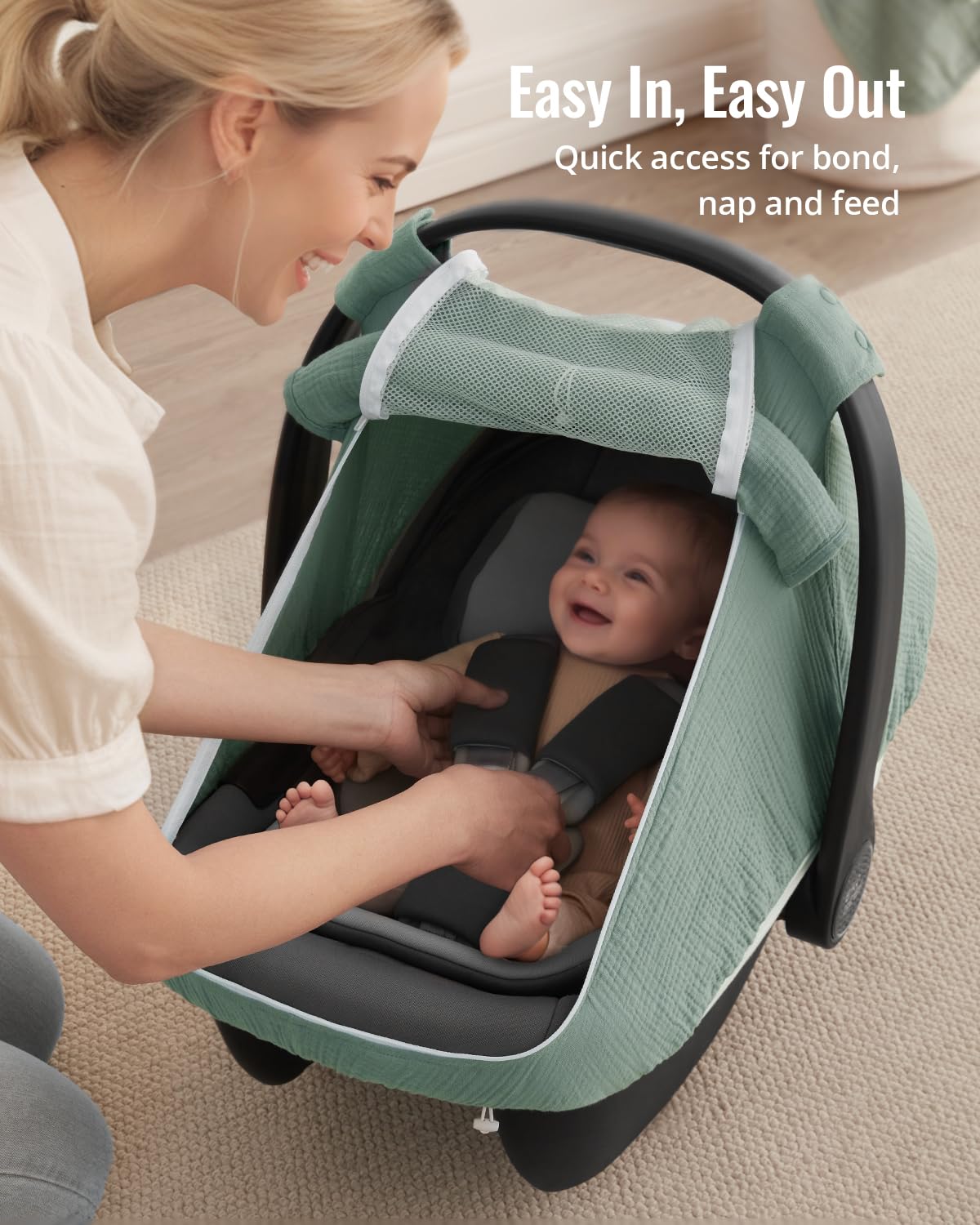 Roman Green Baby Car Seat Cover with Mesh Window - photo 5
