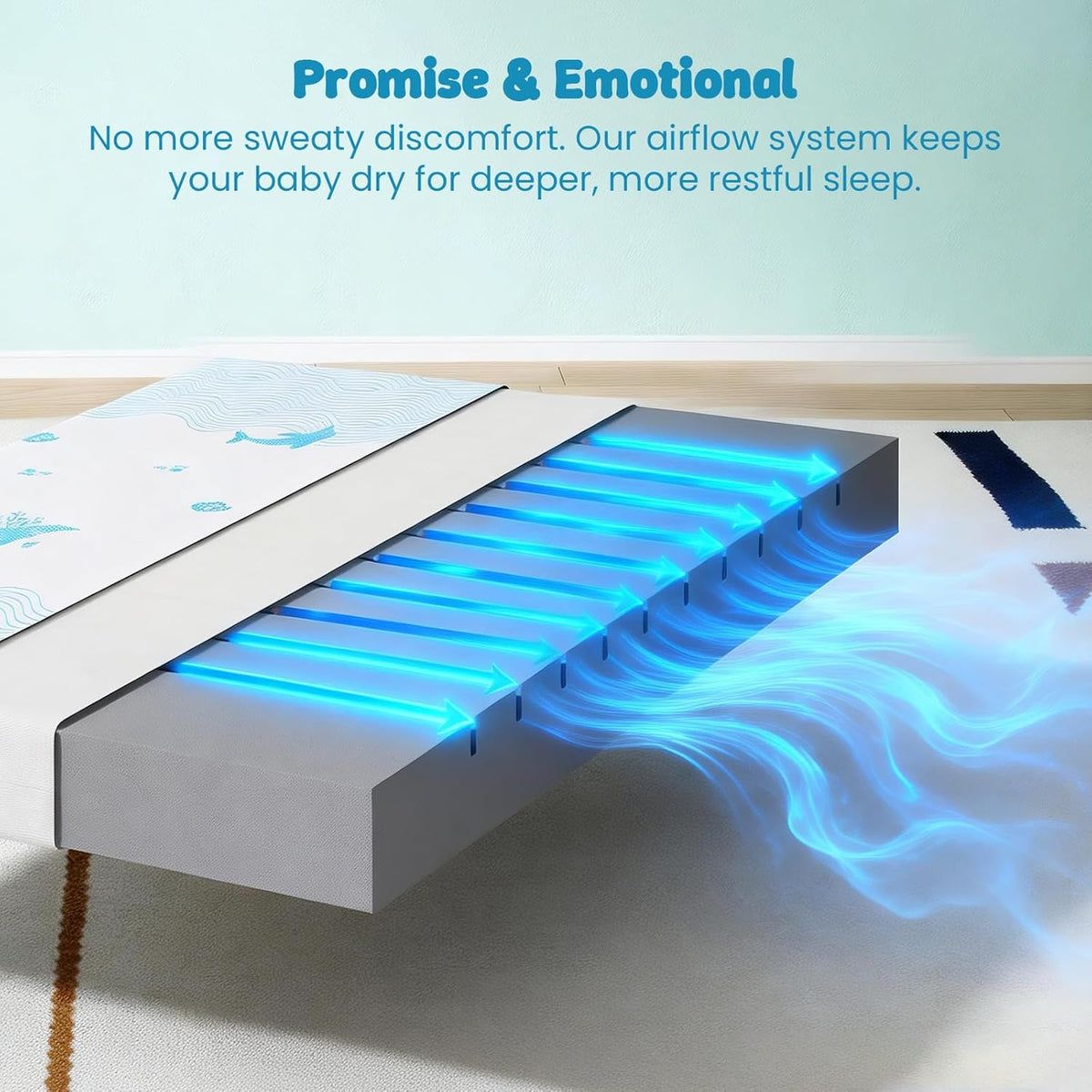 Breathable Waterproof Crib & Toddler Mattress, 52" x 27.6" x 5" - photo 5