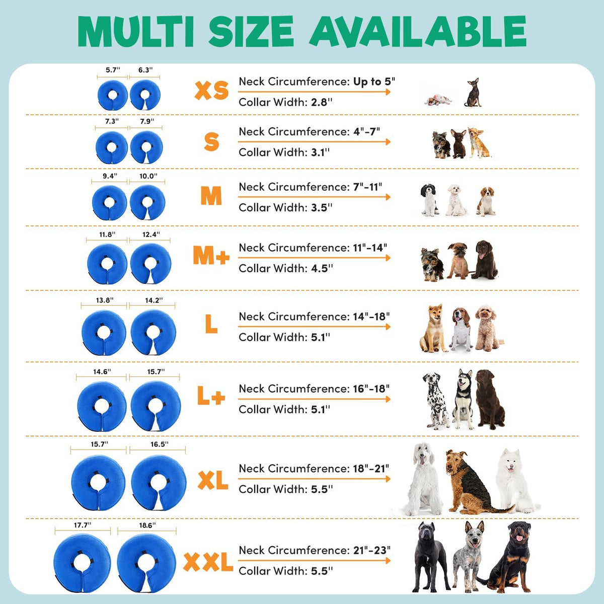 Inflatable Dog Cone Collar Alternative, Soft Dog Cone for Small Medium Large Dogs and Cats, Neck - photo 5