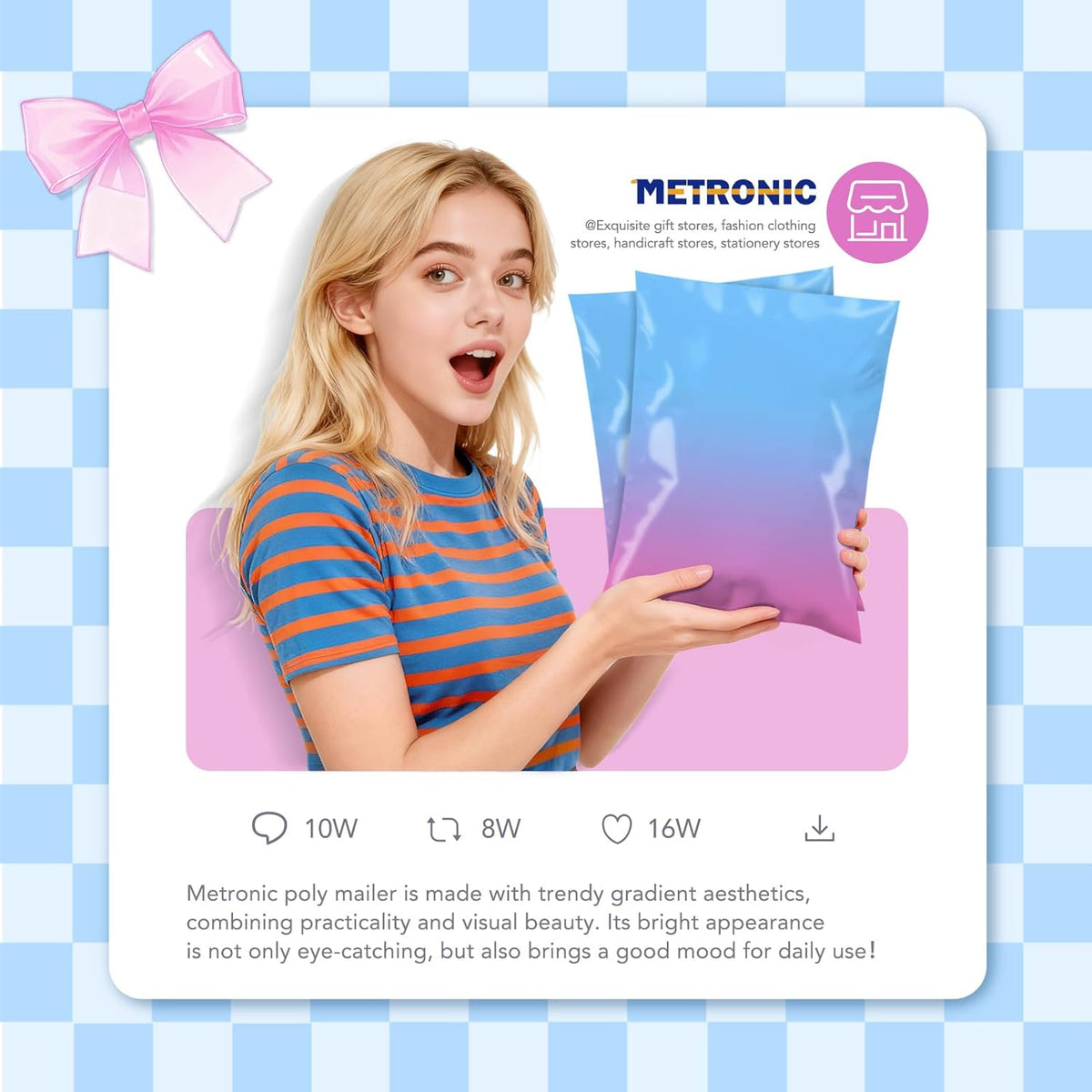 Cute Gradient Blue Pink Poly Mailers 10x13" 20-Pack - photo 5