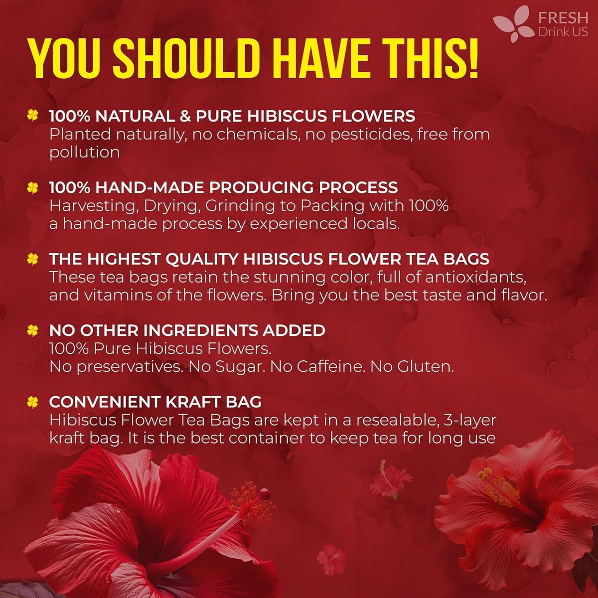 140-Count Natural Hibiscus Flower Herbal Tea Bags - photo 5