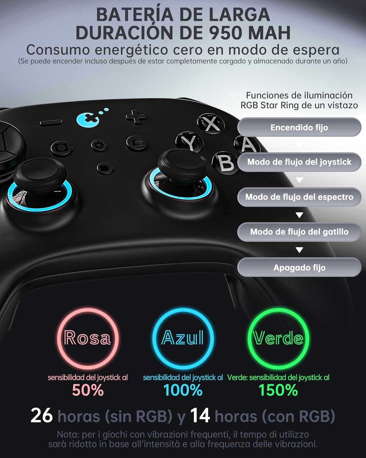 Wireless Controller for PC, Android, iOS, Switch 1/2, 720° Adjustable TMR Joystick, with 950mAh - photo 5