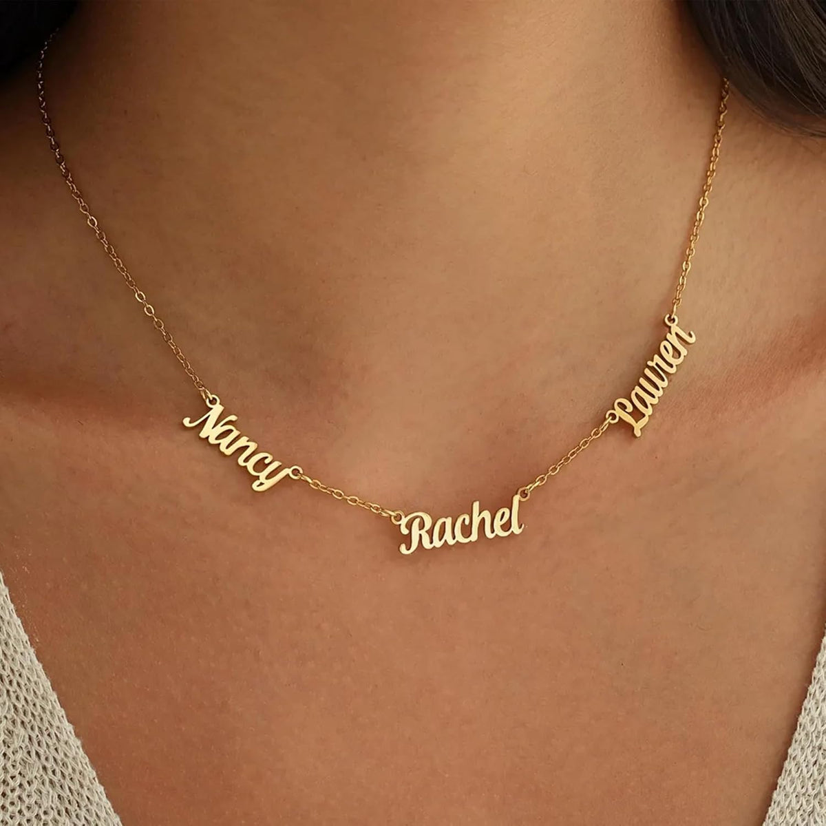 Custom 18K Gold-Plated Multiple Name Necklace for Women - photo 5