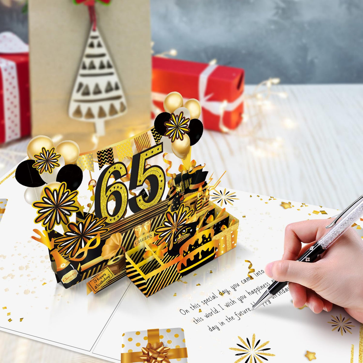 65th Birthday 3D Pop Up Card with Gold Retro 1961 Theme - photo 5