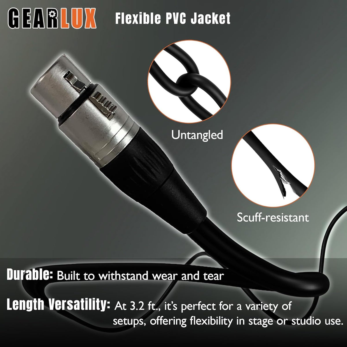 XLR Microphone Cable, Fully Balanced, Male to Female, 3.2 Feet - Single Pack - photo 5