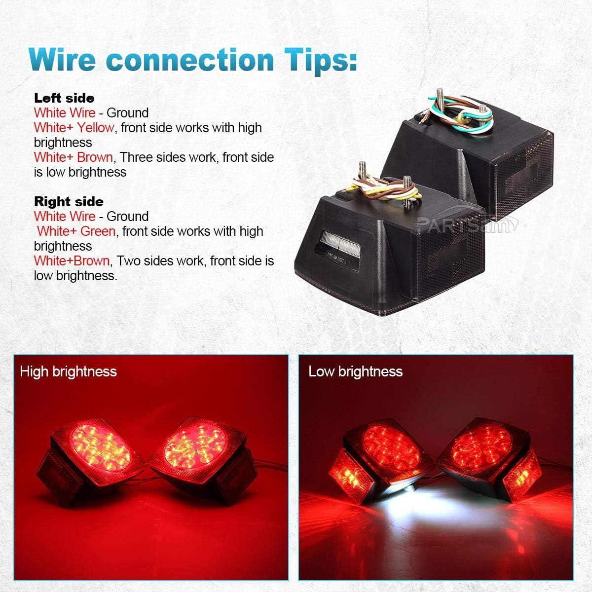 12V Submersible Square Led Trailer Lights Smoked Red Combination Led Stop Tail Brake Turn Signal Light - photo 5