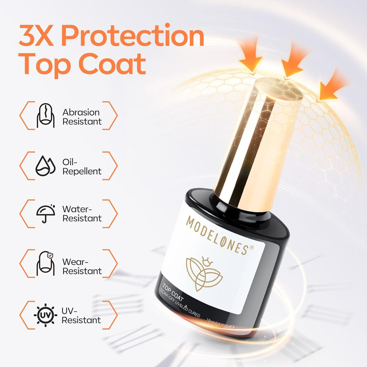 Clear Gel Base and No Wipe Glossy Top Coat Set, 15 ML - photo 5