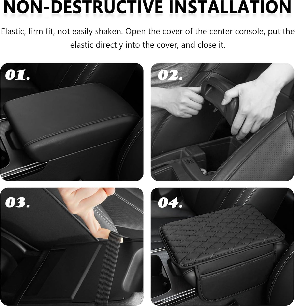 Upgraded Car Center Console Cover,Microfiber Leather Car Armrest Cover Cushion with 2 Storage - photo 5
