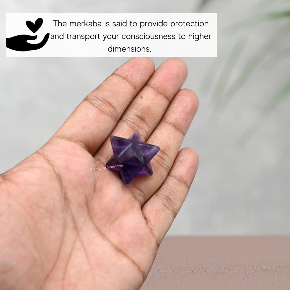 Amethyst Merkaba Crystal - 0.75 Inches Metaphysical Merkaba Star for Meditation - Energetic Tetrahedron - photo 5