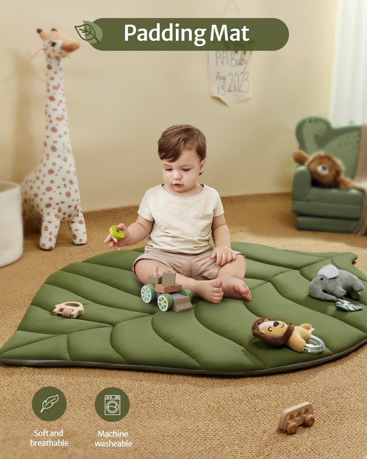 Oversize Leaf Shaped Baby Play Gym & Activity Mat with 6 Detachable Toys - photo 5