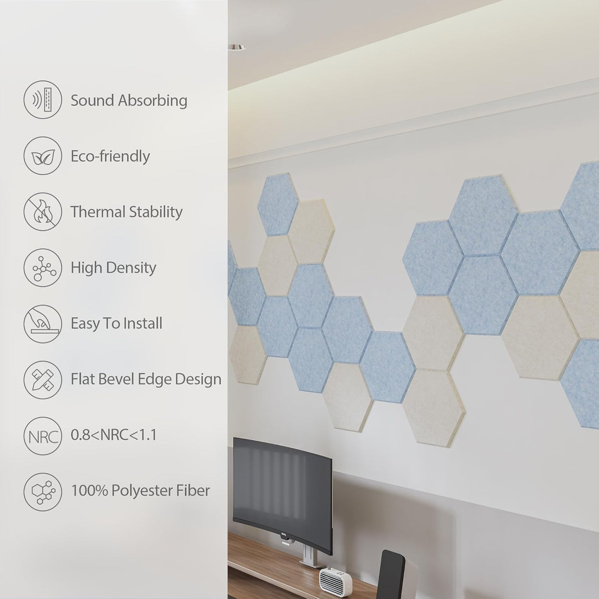 12 Pack Acoustic Panels Self Adhesive Sound Proof Foam, High Density Sound Acoustic Foam Panel - photo 5