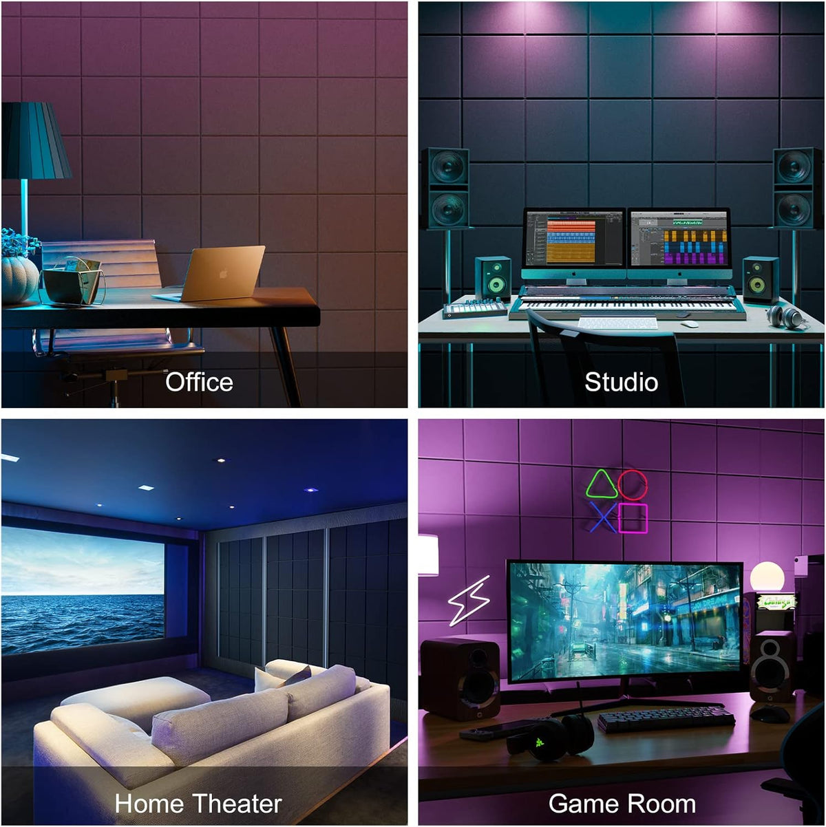 12 Pack Acoustic Wall Panels with Self-Adhesive, 12" X 12" X 0.4" Sound Proof Foam Panels, Decorative - photo 5