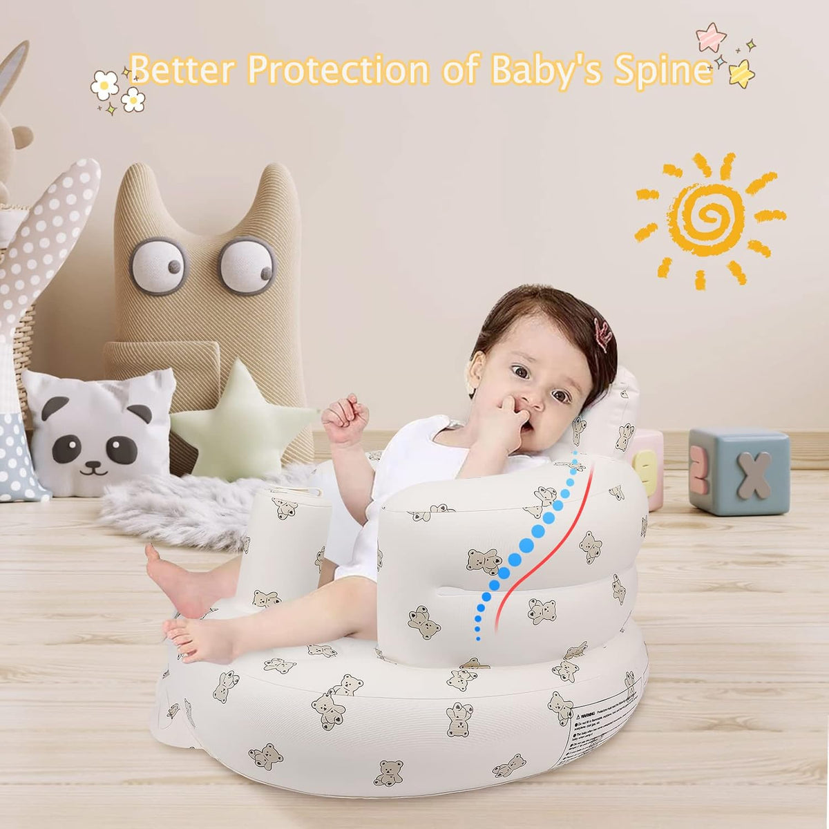 Inflatable Baby Floor Seat for Babies 3 Months & Up - Bear - photo 5