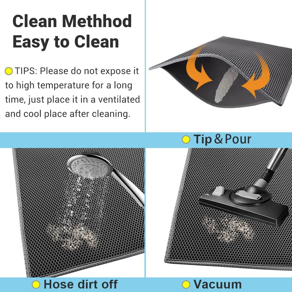 Cat Litter Mat Double Layer Waterproof Urine Proof Trapping Mat 1 Pack (Gray, 24x15 Inch (Pack of 1)) - photo 5