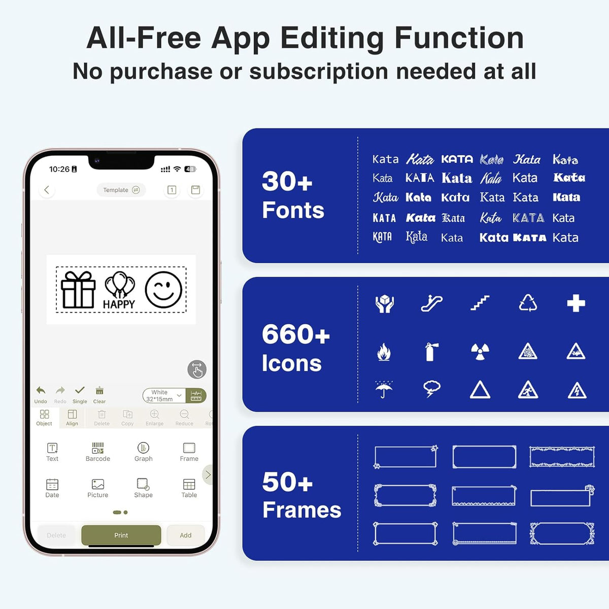 Bluetooth Label Maker Machine with 4 Tapes, Support Keyboard & App with 30+ Fonts and 660+ Icons - photo 5