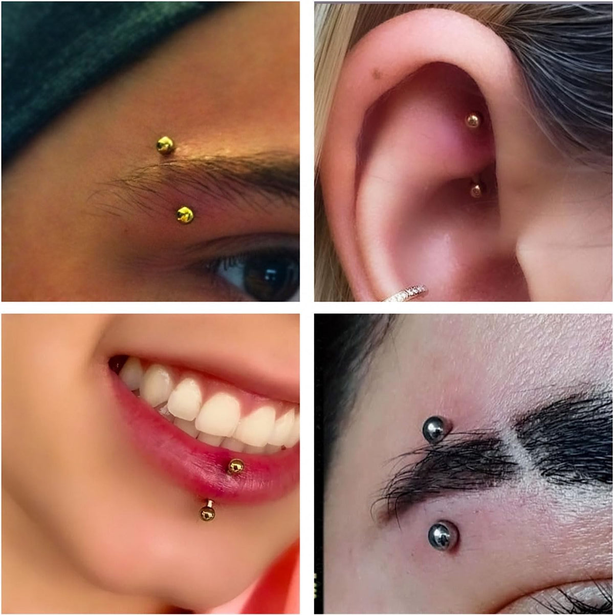 Eyebrow Piercing Jewelry Surgical Steel Curved Barbell Tiny Eyebrow Ring Vertical Labret Lip Jewelry Ear Rook Navel Small Belly Button Ring for Women Men 6mm/8mm/10mm/12mm