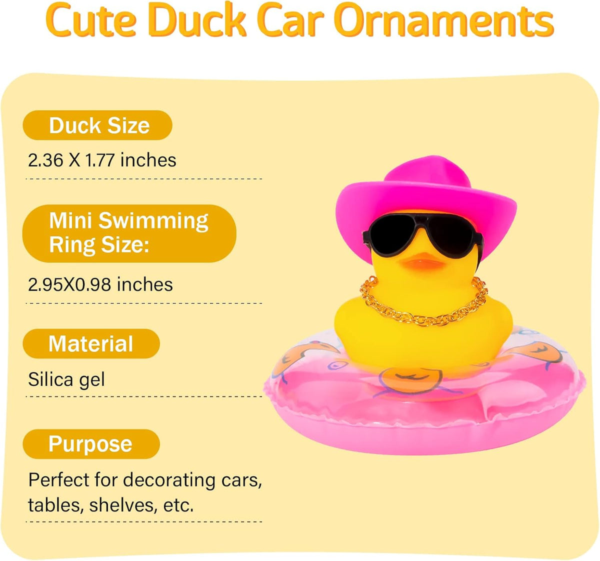 Car Rubber Duck 2Pcs Duck Car Decoration Dashboard Car Ornament for Car Dashboard Decoration Accessories - photo 5