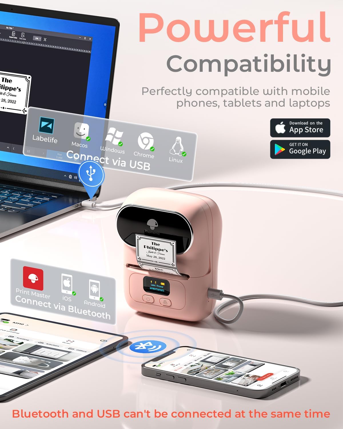 Label Printer - Thermal Label Printer Barcode Label Maker Mini Bluetooth Sticker Printer for Small - photo 5