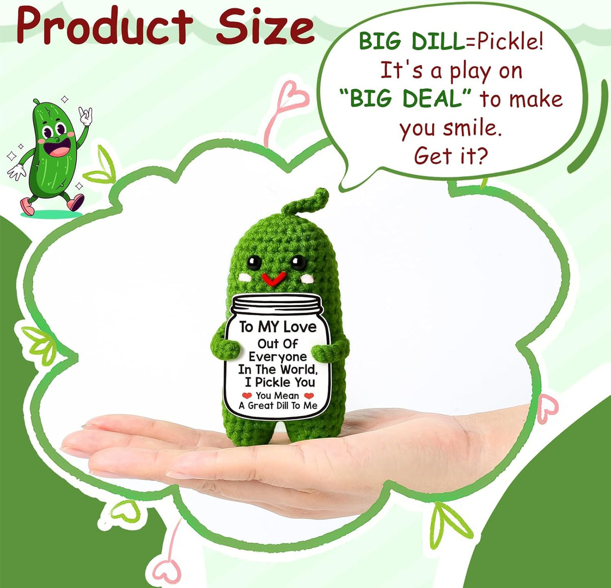 Crochet Pickle Plush with Romantic Message - photo 5
