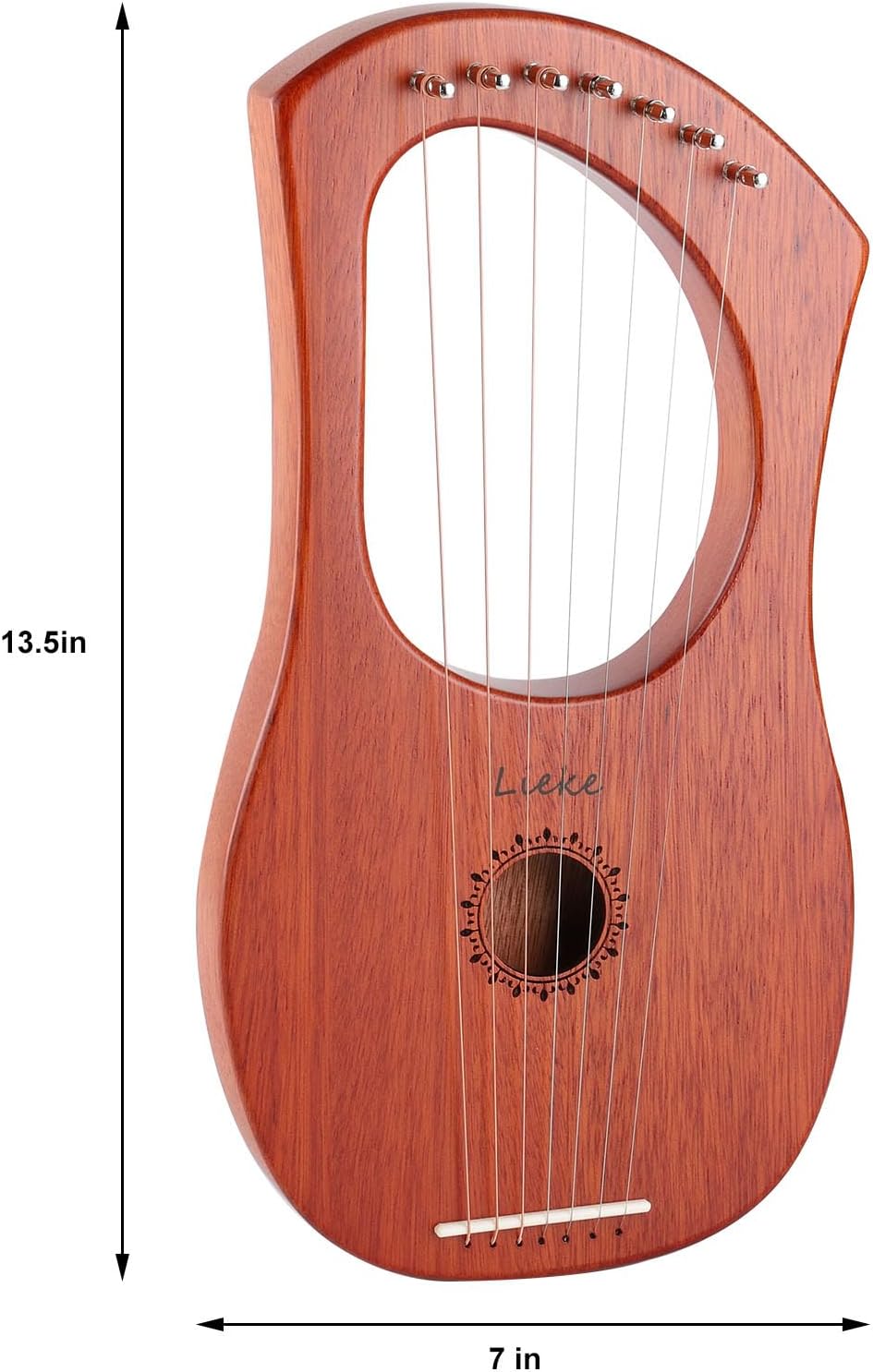 7 String Lyre Harp Kit with Tuning Wrench and Bag - photo 5