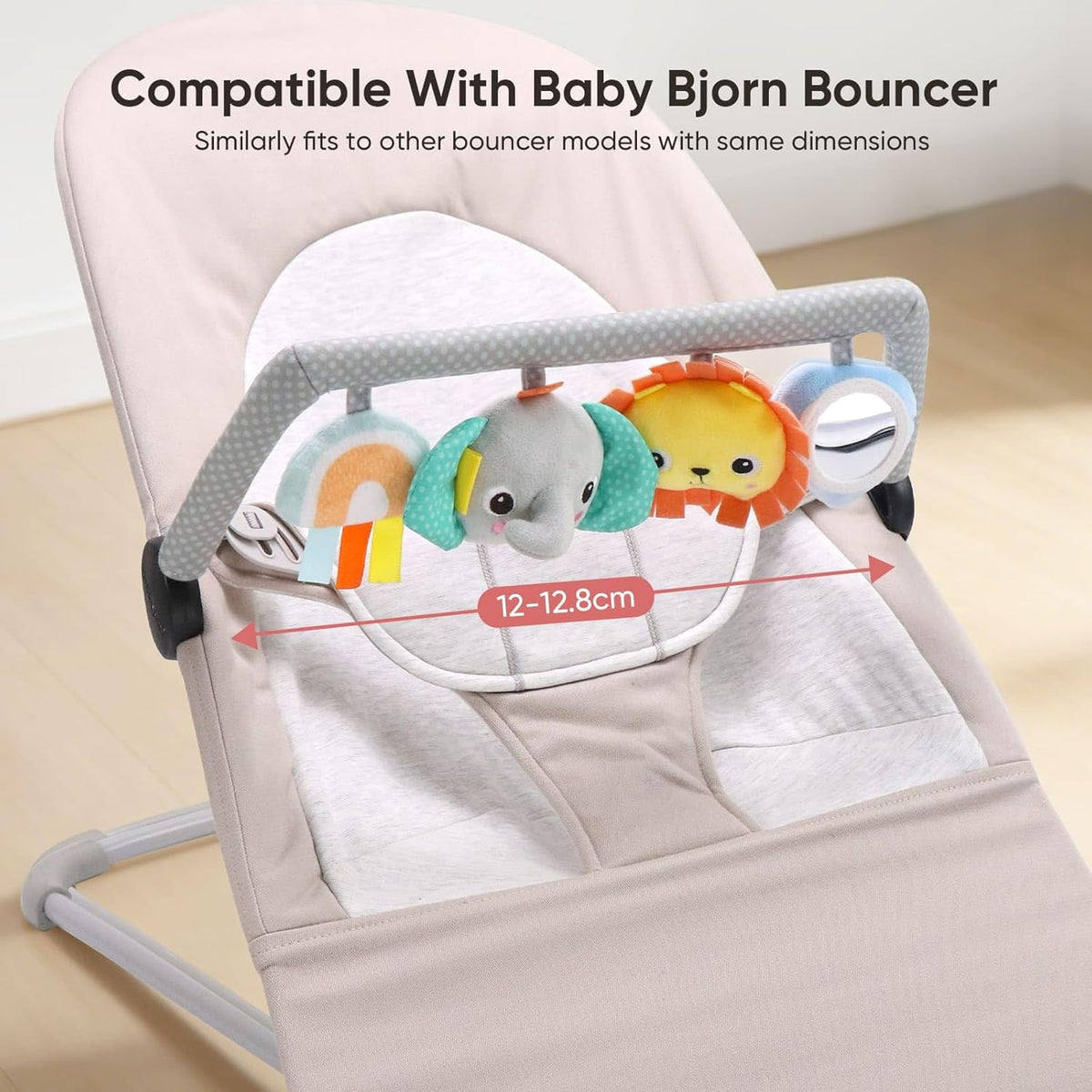 Baby Bouncer Toy Bar Soft with 4 Hanging Sensory Toys Attachment, Compatible with Baby Bjorn Bouncer - photo 5
