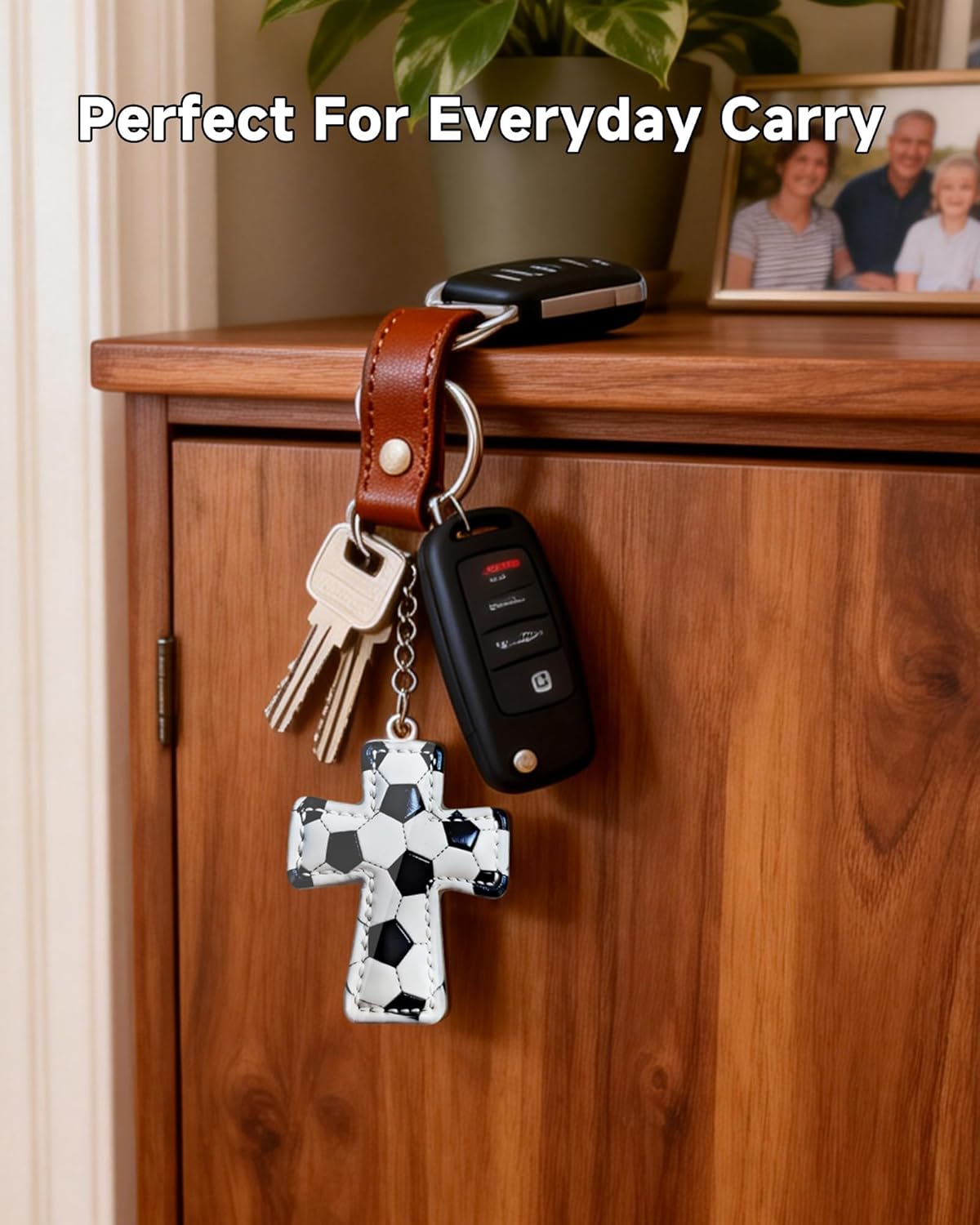 Pocket Blessing Cross Keychain, Acrylic Football Christian Key Ring, Faith Gift for Athletes and Teens