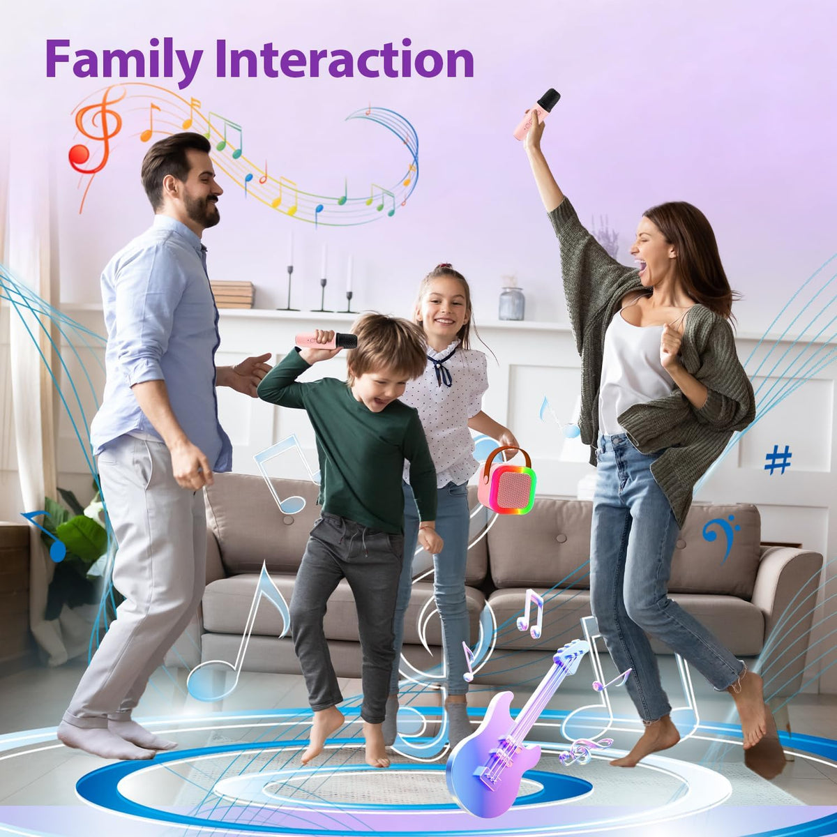 K-Pop Karaoke Machine with Bluetooth Mini Speaker and 2 Wireless Microphones - photo 5