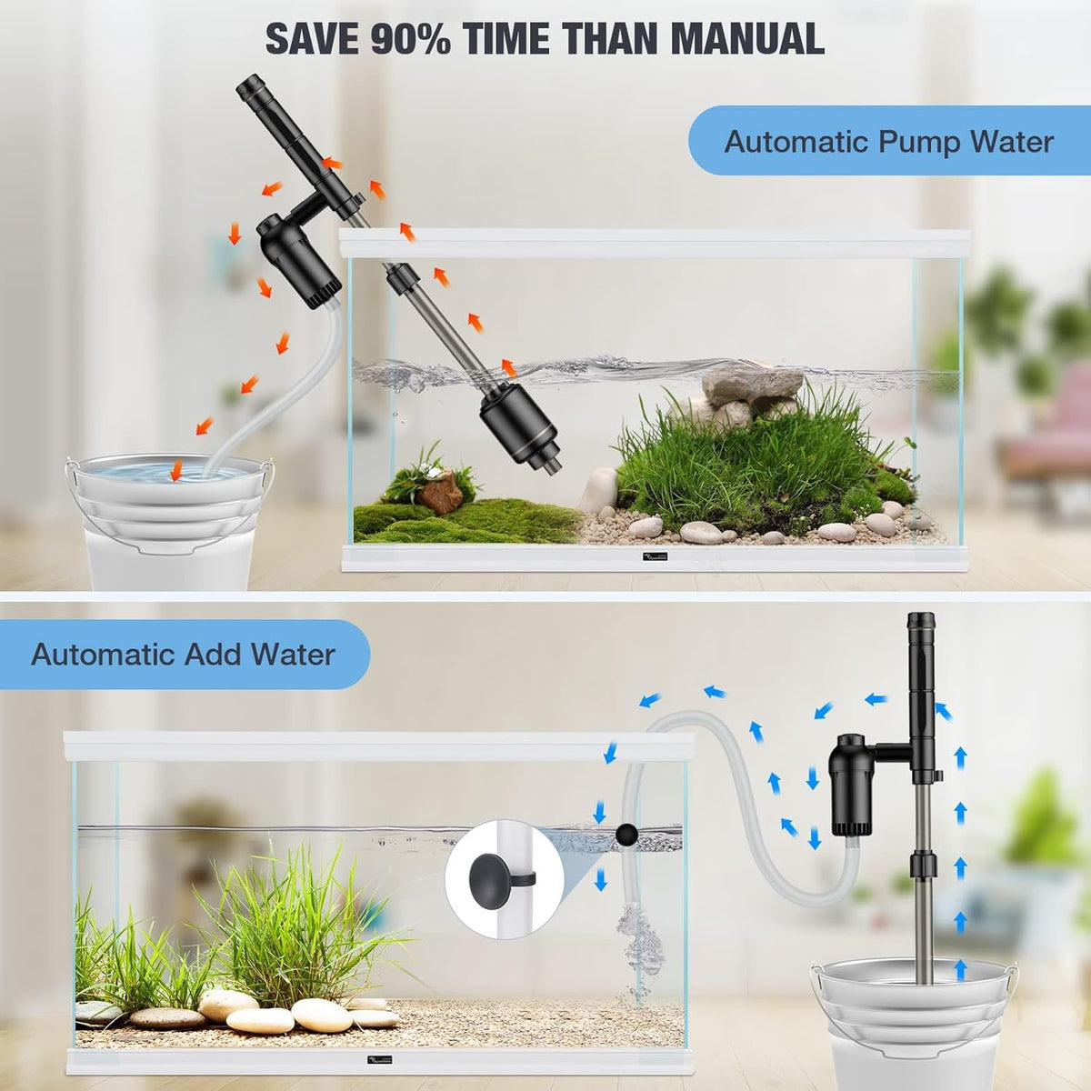 Aquarium Vacuum Gravel Cleaner, 18W Electric Fish Tank Cleaner Vacuum - photo 5