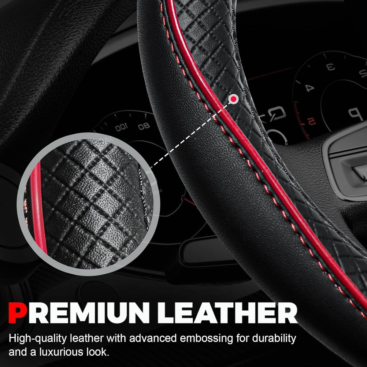Car Steering Wheel Cover, Microfiber Leather Steering Wheel Covers with Anti-Slip Lining, Universal - photo 5